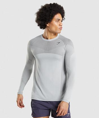 Long Sleeve Gymshark Apex Seamless Hombre Gris Claro Negras Gris | CO 3506PJJ